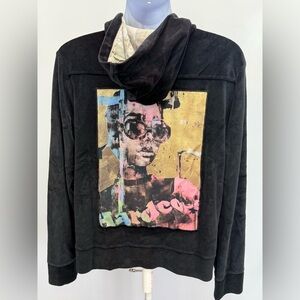 LIMITATO Black velour copper full zip Graphic by Marco Grassi size XL